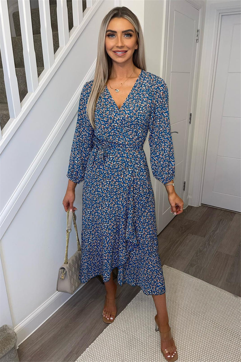 Chiffon floral on sale wrap dress