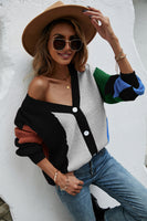 Long Sleeve Drop Shoulder Colour Block Knitted Cardigan - Miss Floral