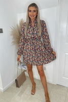 Long Sleeve Floral Print Tunic Dress - Miss Floral