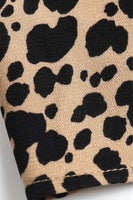 Long Sleeve Square Neck Leopard Split Midi Dress - Miss Floral