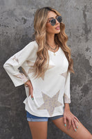 Long Sleeve Star Print Top In White - Miss Floral