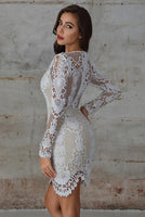 Guipure Lace Bodycon Dress In White - Miss Floral