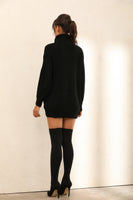 Roll Neck Knitted Jumper | Mini Dress In Black - Miss Floral